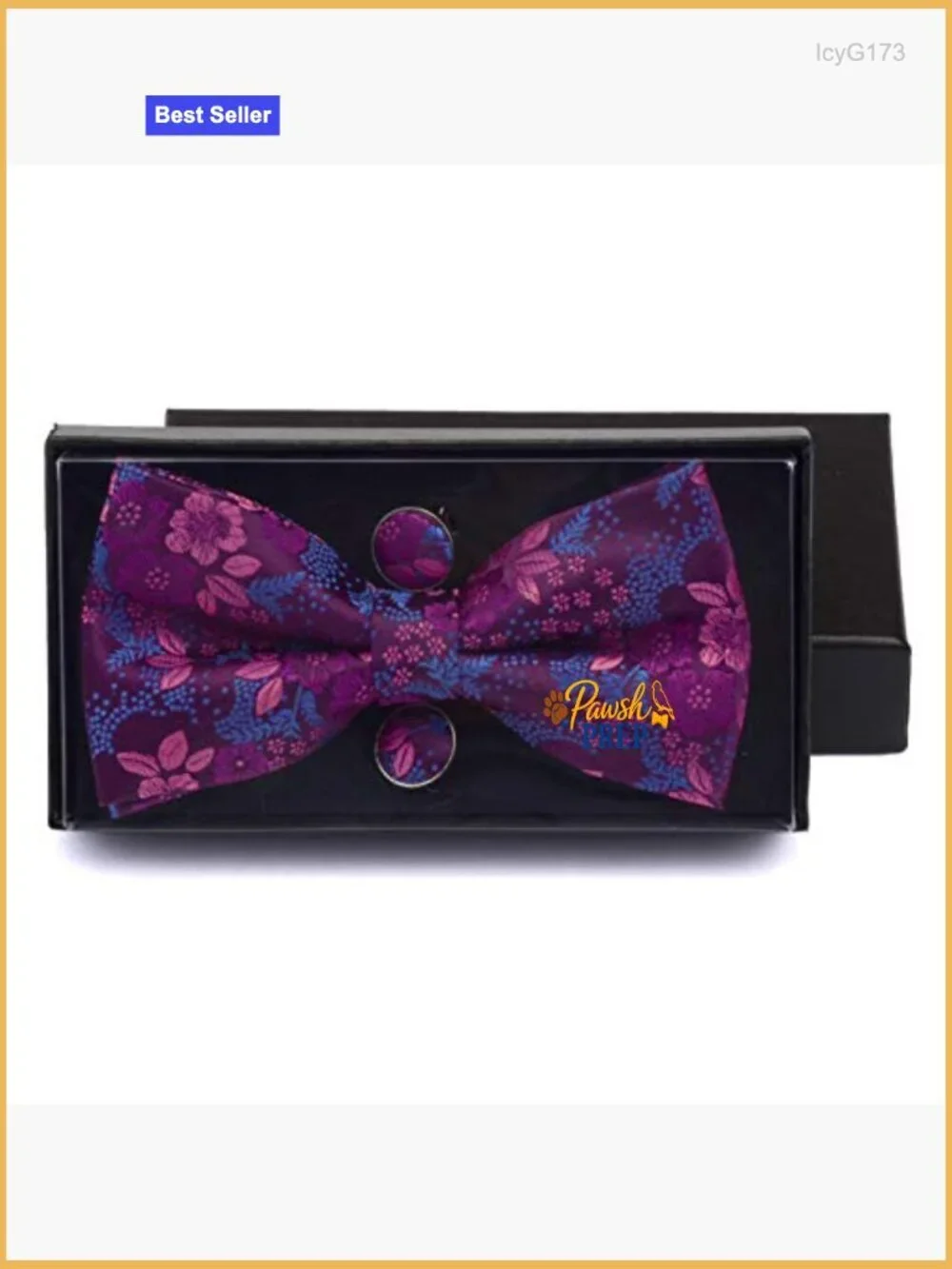 Men's Adjustable Pre-Tied Bow Tie Set with Pocket Square & Cufflinks